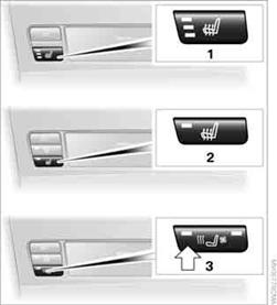 1 Sitzheizung, drei LED