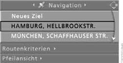 3. "Zielführung starten" oder "Zielführung"			 auswählen und Controller drücken.