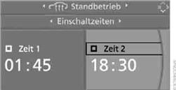 Controller nach links oder rechts bewegen, um "Zeit 1" oder "Zeit 2" auszuwählen, und Controller drücken.