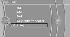 3. Gewünschte Klangeinstellung auswählen.